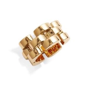 Kate Spade Rolly Sliced Scallops Gold Plated Heavy Chain Link Ring Sz 5